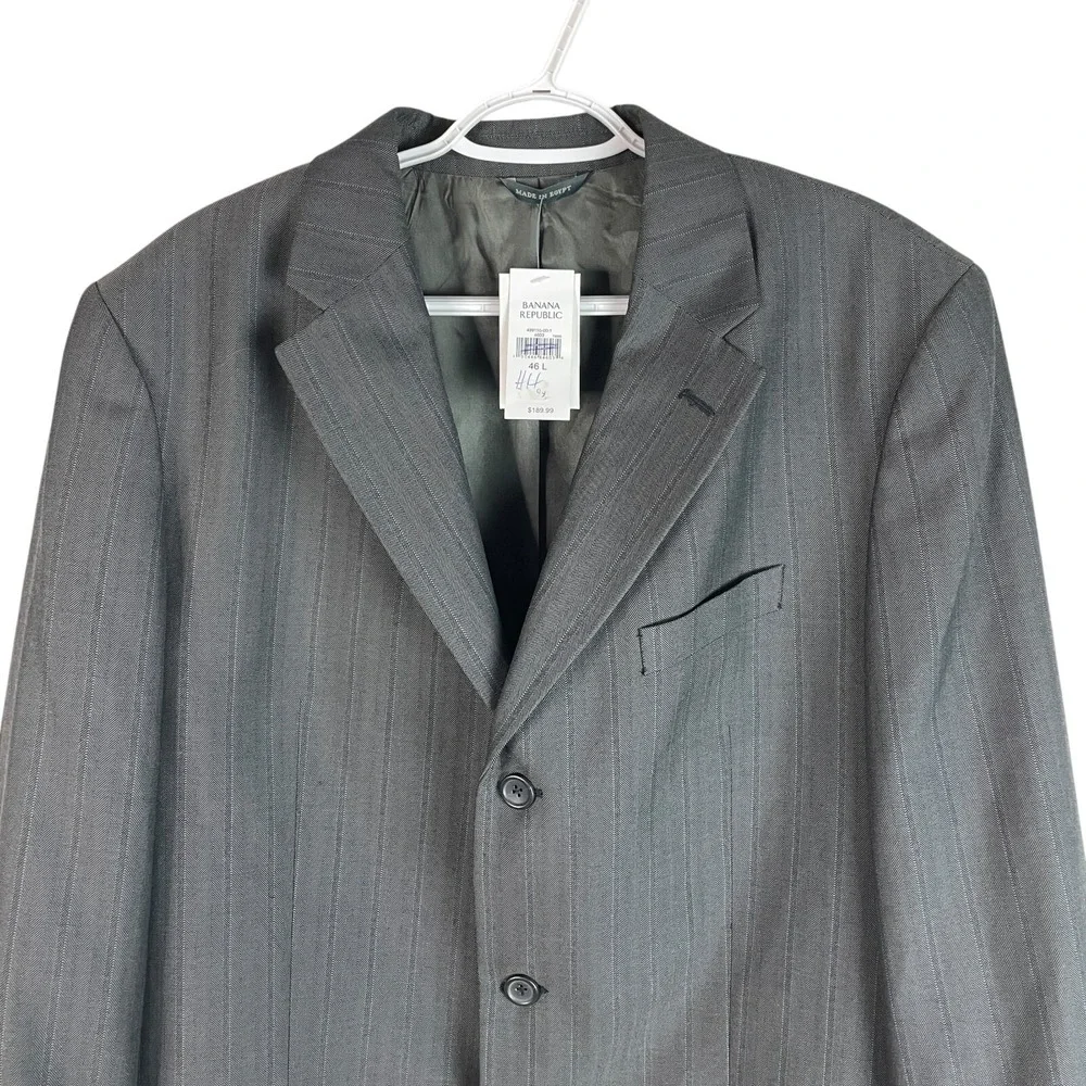 NEW Banana Republic Wool/Polyester Blend Blazer Jacket Mens 46L Gray‎ 3 Button